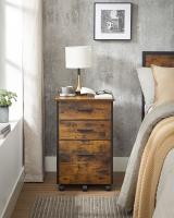 Archivador de 3 cajones, diseño rústico en marrón y negro, mueble multifuncional con ruedas, ideal para oficina y hogar - details 2