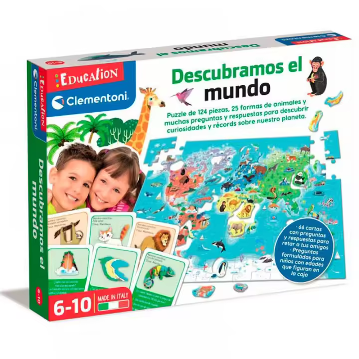 Puzzle de 124 piezas Descubramos el mundo con preguntas de animales - 1