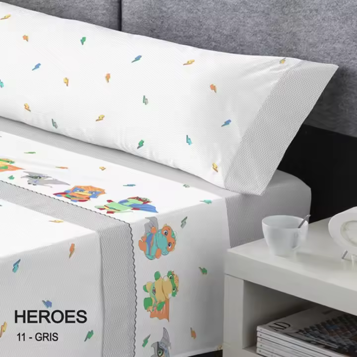 🦸‍♂️ Juego de Sábanas KABELY KIDS Modelo Héroes en Moderno Gris – Ideal para un Dormitorio Infantil Moderno y Confortable, Suave y con Garantía Anti-Pilling 🌈🛏️ Mommata - 1