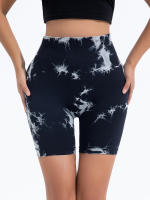 Shorts De Yoga Para Mujer Cintura Alta Sin Costuras Tie-Dye Elásticos Altos Transpirables Leggings De Gimnasio - details 1