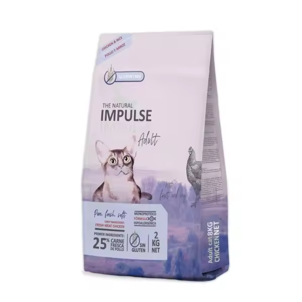 The Natural Impulse  ADULT CAT Comida para Gatos Adultos con Pollo Fresco y Arroz 2kg - 1