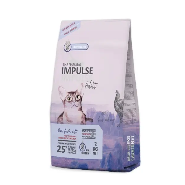 The Natural Impulse  ADULT CAT Comida para Gatos Adultos con Pollo Fresco y Arroz 2kg - 1