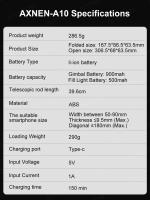 Stabilizador Gimbal A10 Con Tripé Y Luz De Rellenado Para Smartphone Vlog Video De iPhone Telescopio Roda Removible Para Grabación De Video - details 18