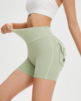 SSITO Pantalones cortos ajustados para Mujer Bolso High Belt elevando glúteos pantalones cortos de Yoga de secado rápido,ropa Deportiva para mujer de gym, absorber el sudor, With bolsillos traseros, para Yoga y Gimnasio - details 0