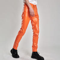 Pantalones De Cuero Para Hombre Ajustados Con Stretch Moda PU Para Fiestas Y Baile Cierre De Cremallera Estilo Chic - details 1
