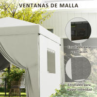 Outsunny Carpa Plegable 3x3 m Cenador de Jardín con 4 Paredes Laterales 2 Ventanas de Malla Altura Ajustable Bolsa de Transporte Impermeable y Anti-UV para Camping Fiestas - details 7