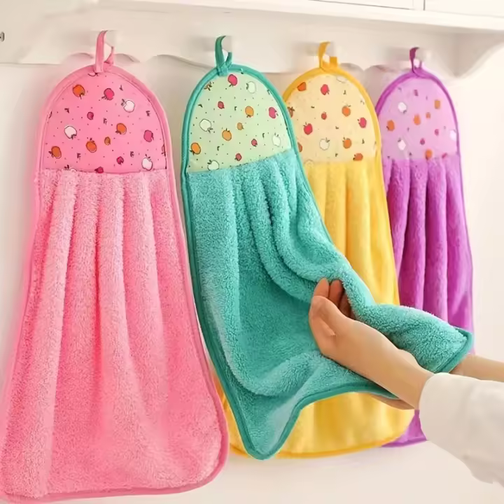 Toallas De Mano De Poliéster 3pcs Toalla De Tela De Coral Para Secar Manos Y Lavar Platos Uso Doméstico En Cocina Y Baño - 1
