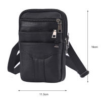 Bolso De Hombro Para Hombre Estilo Vintage Multicapa De Cuero Legítimo Y PU Bolso De Cintura Ligero Moda Viaje Exterior - details 4