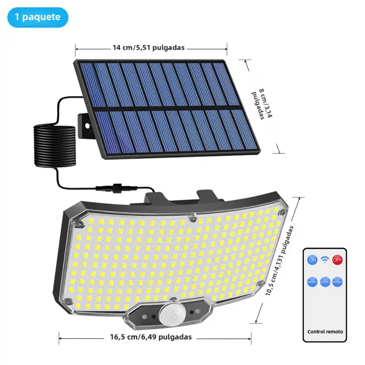 Lámpara Solar Exterior Con 234 LEDs Y Sensor De Movimiento 3 Modos Luz De Seguridad IP65 Impermeable Control Remoto AMARYLLIS - 1