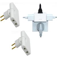 Pack 2 Ladron Enchufe Multiple Plano de 3 Tomas | Diseño Fino: Ideal para Espacios reducidos | Cabezal Giratorio 180º | Adaptador Americano y Europeo | Sello CE | 250 V | Toma Tierra 10A () - details 1