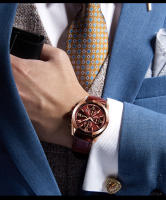Reloj De Pulsera Deportivo Para Hombre POSHI Nueva Moda 2023 Con Correa De Cuero Lujo Movimiento Cuarzo Impermeable Y Calendario - details 15