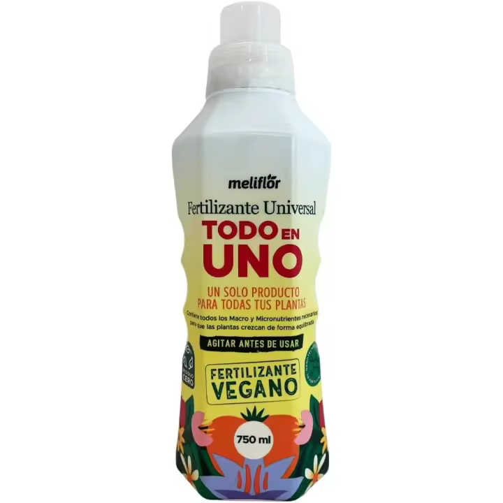 Meliflor Fertilizante Todo en Uno 750ml (Hortalizas, árboles frutales, plantas ornamentales de interior o exterior) Fertiliza y Protege frente al estrés, temperatura, sequía, plagas y enfermedades - 1