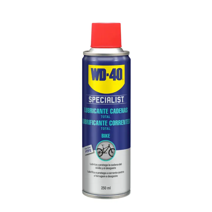 WD 40 WD-40 Bike - Lubricante de Cadenas de Bicicleta All Conditions - Spray 250 Ml + Fórmula On PTFE + Amplio Pulverizador - 1