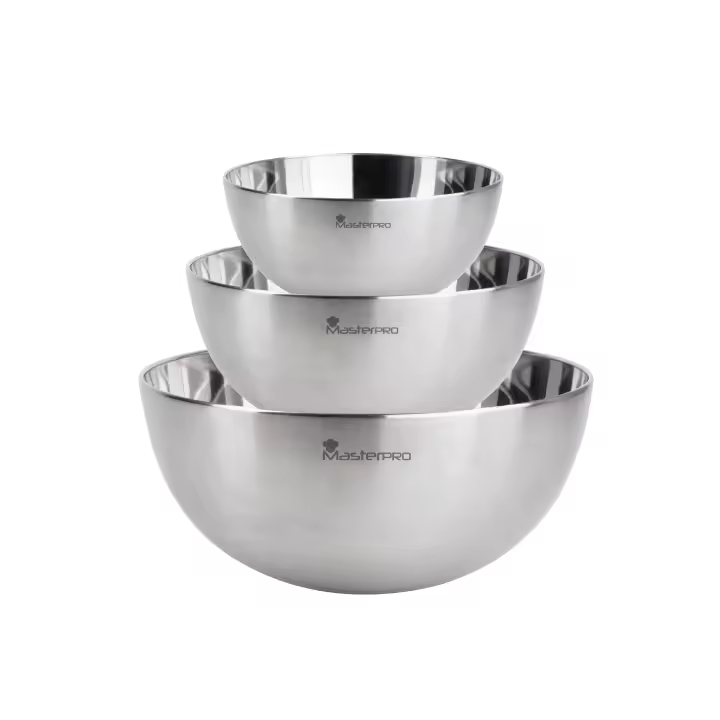Masterpro Juego de Boles Mezclador de Acero Inoxidable Foodies MP - 17cm, 19cm, 25cm - 1