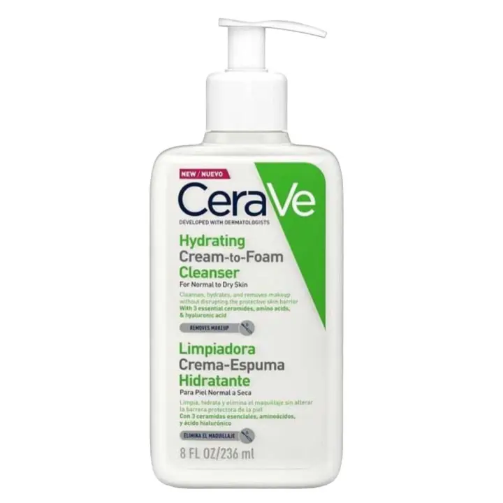 FACIALDERM CERAVE LIMPIADORA CREMA-ESPUMA HIDRATANTE 236ML - Ideal para Pieles Normales a Secas - 1