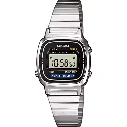 RELOJ CASIO LA670WEA-1EF  DE MUJER RETRO VINTAGE MINI COLLECTION  EN ACERO  ESFERA NEGRA - 1