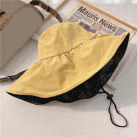 Sombrero De Pescador Grande Para Mujer Protección Solar Verano Negro Sombrilla Estilo Coreano Sombrero De Protección Solar - details 18