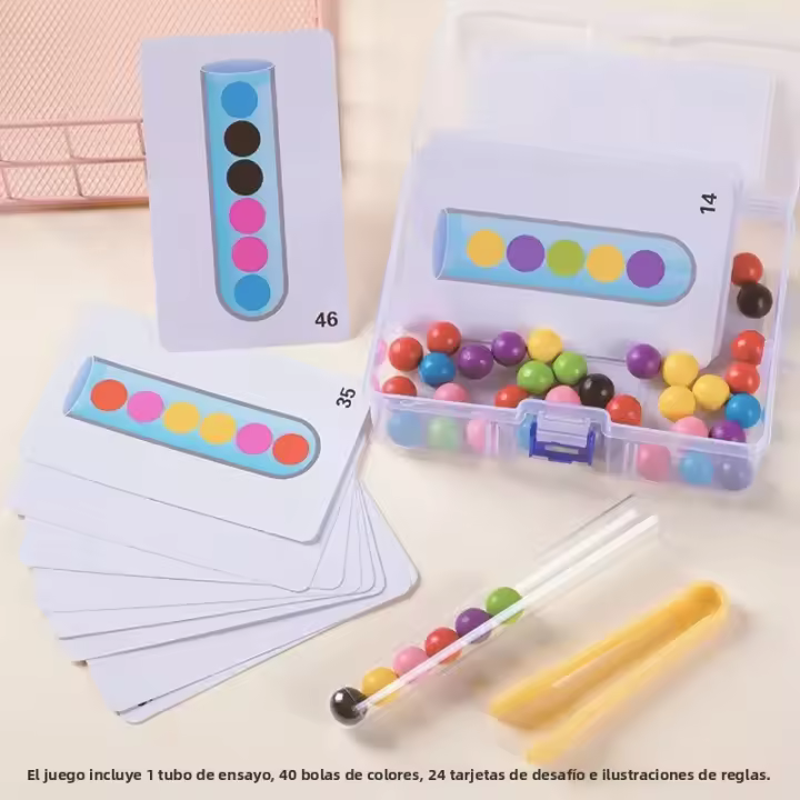 Juguete Educativo Montessori Para Niños Prueba De Botella Con Cuentas Juego De Entrenamiento De Motricidad Finas Y Concentración Para Niños De 3-12 Años - 1