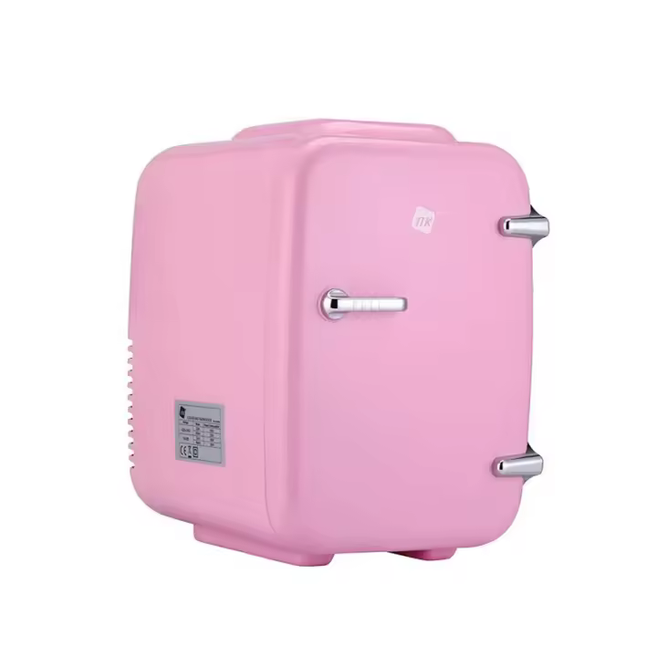NK Mini Nevera Portátil, 4 Litros de Capacidad, Funcionamiento 12V-220V, Función Enfriamiento y Calentamiento, Para Cosméticos y Refrescos, Rosa - 1