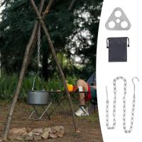 Juego De Soporte De Barbacoa Portátil Desmontable Triángulo De Acero Inoxidable Para Camping Y Campfire Con Tripie De Colgante - details 0