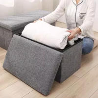 Reposapiés otomano de almacenamiento, taburete plegable para pies, caja de almacenamiento, taburete para el hogar, taburete para pies, banco, caja grande para guardar ropa de lino - details 4
