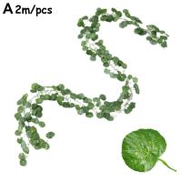 1/2PCS Simulación De Planta De Pared Verde Para Interior Decoración De Flores Rattan Falsas Hojas Verdes Begonia Adorno De Pared Colgante De Plástico - details 5