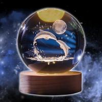 Bola De Cristal 3D Con Diseño De Delfín Lámpara Nocturna De Arte Deco Decoración Para El Hogar Y Las Habitaciones Regalo De Aniversario - details 2