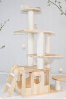 Cature, Torre para Gatos, Madera maciza (pino) Cuerda de algodón blanco Material de felpa Lámina de acrílico, 60cm*40cm*149cm - details 0