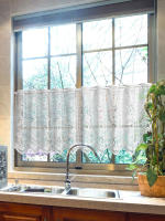 1pc Cortina Corta De Encaje Con Patrón Floral Estilo Lindo Blanca Para Decoración De Habitación Ventana Puerta Con Bolso De Rodillo - details 7