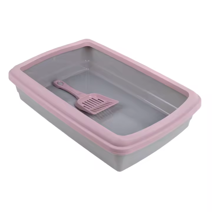 Cofan Arenero para Gatos | Pack de 6 unidades o Venta Unitaria | Base en Color Gris y Marco Rosa | Medida: 47 x 31 x 11 cm - 1