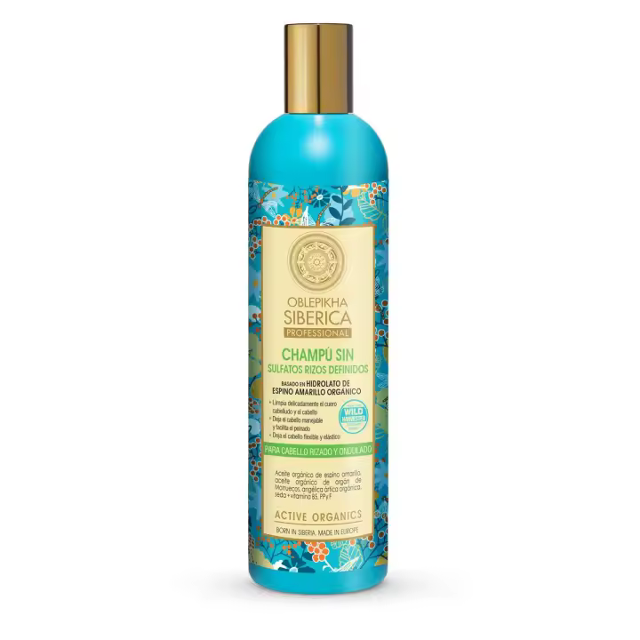 NATURA SIBERICA Champú sin sulfatos con hidrolato de espino amarillo orgánico, Rizos definidos, 400 ml - 1