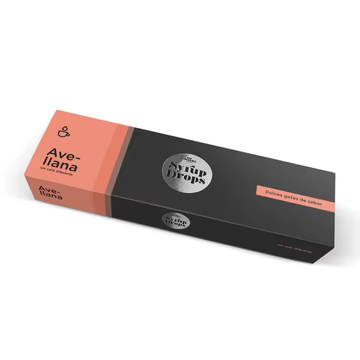 Syrup Drops Avellana gotas de sabor - Saborizante para endulzar cafés, postres, batidos y mucho más. Estuche de 24 sobres monodosis (8ml) de sirope con sabor a Avellana. - 1