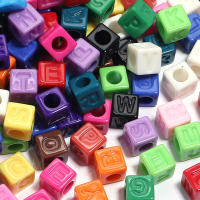 50Pcs Abalorios De Letras Acrílicas Colores Variados Cuadrados Espaciadores Sueltos Para Accesorios De Joyería DIY Pulseras Cadena De Teléfono - details 2