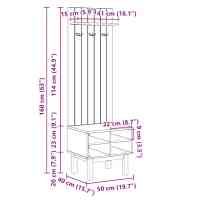 vidaXL Mueble de recibidor OTTA madera maciza de pino 50x40x160 cm - details 6