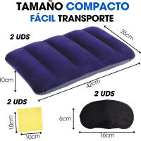2 Kit Almohada Hinchable Playa Flocada - Cojin Inflable Camping para Cabeza Impermeable - Almohada Festivales y Playa Soporte Hinchable Viaje para Acampar - Almohadilla Senderismo Acampada Ultraligera - details 4