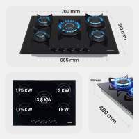 AREBOS Placa de Gas de 5 Quemadores 70 Cm de Placa Cerámico - Potente Cocina de Gas - details 7