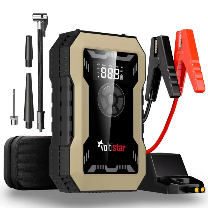 ARRANCADOR DE BATERIA CON COMPRESOR DE AIRE 10000MAH INTELIGENTE HASTA 5L GASOLINA Y 3L DIESEL - 1
