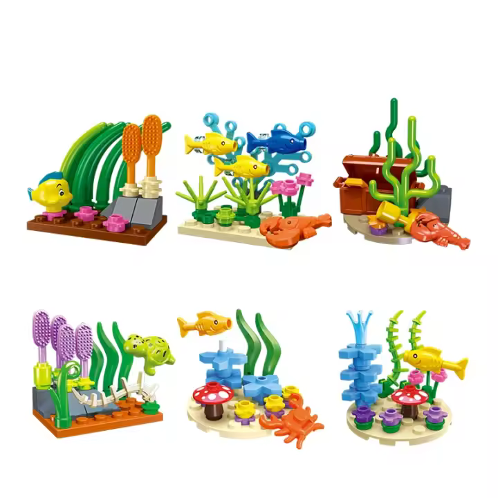 Bloques De Construcción Serie Oceánica Con Pulpo Mariposa Tortuga Y Algas Mundo Subacuático Juguete DIY Para Niños Regalos De Fiestas Y Vacaciones - 1