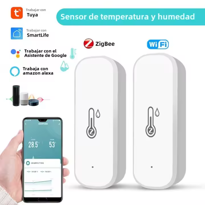 Sensor De Temperatura Y Humedad Zigbee WiFi 2PCS Monitoreo Remoto Por App Compatible Con Alexa Y Google Assistant Para Hogar Inteligente SmartLife - 1