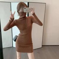 Vestido Bodycon De Térmica Para Mujer HELIAR Con Cuello Alto Y Manga Larga Tejido Grueso Para Otoño E Invierno Vestido De Oficina Con Diseño Sólido - details 13