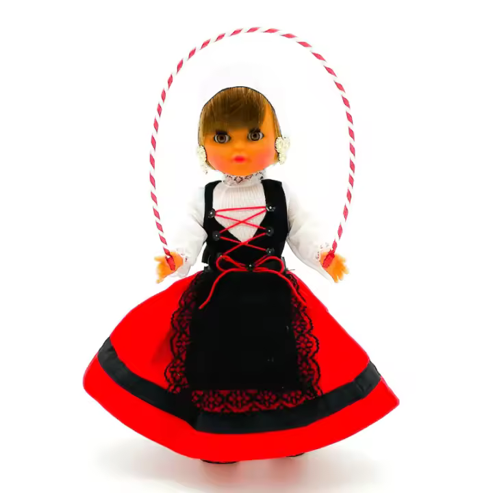 Muñeca regional Vasca Folk Artesanía original colección 35 cm.vestido típico País Vasco, fabricada en España - 1