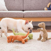 Juguete De Peluche Para Perros Dinosaurio Shaped Interactive Squeaky Para Pequeños Y Grandes Mascotas Juguete Masticable Para Limpieza De Dientes - details 0