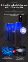 Sterilizador De Cepillo De Dientes UV Recargable Con Soporte De Pared Y Pantalla LED Para Baño Resistente a Perforaciones - details 2