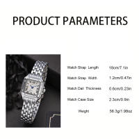 Reloj De Cuarzo Para Mujer Estilo Casual Moda Correa De Acero Inoxidable Resistente Al Agua Con Dial Romano Y Cierre De Pulsera - details 5