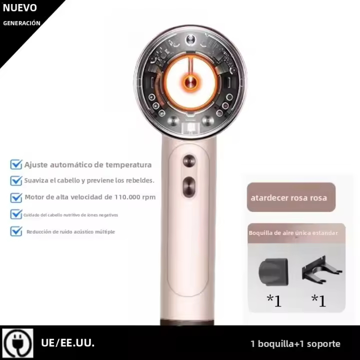 Secador De Pelo Profesional Sin Cuchilla Con Enlace Constante Y Ion Negativo Potente Para El Hogar 1600W Control De Temperatura - 1