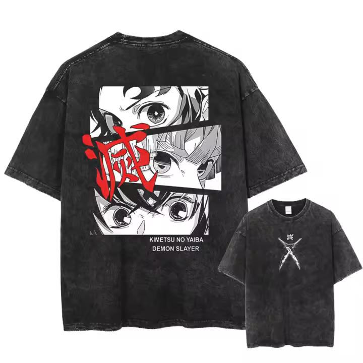 Camiseta De Manga Corta Para Hombre Estilo Harajuku Acido Japonés Anime Gráfico Algodón Tees Verano Tejido a Mano Protección Solar - 1