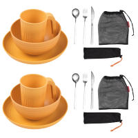 Juego De Utensilios Para Camping Portátil Con Tazón Plato Vaso Cuchara Tenedor Navaja De Acero Inoxidable Kit De Mesa Al Aire Libre Y Picnic - details 20