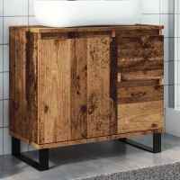 vidaXL Armario de baño madera contrachapada 65x33x60 cm en color Roble Sonoma/Madera antigua/Blanco y más | almacenamiento funcional diseño moderno para baño dormitorio sala - details 1