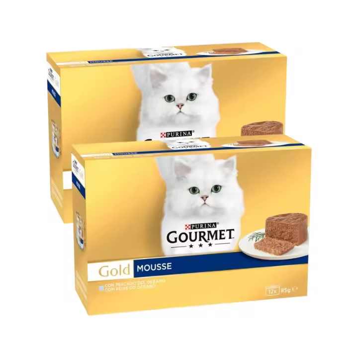 GOURMET - Gold (24x85 gr) - Mousse Pescado del Océano (2 Cajas de 12x85 gr) - 1