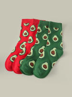 2 Pares De Calcetines De Algodón Transpirable Para Hombres Y Mujeres Con Patrón De Aguacate Divertido Calcetines De Muñeca Para Parejas Talla EU39-42 - details 0